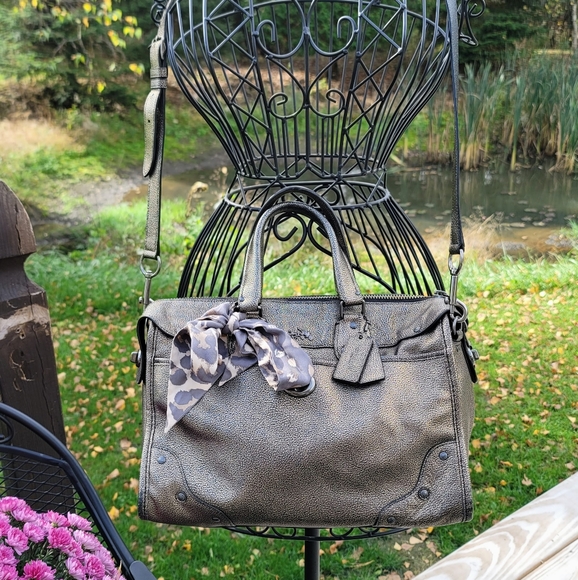 Coach Rhyder metallic brass/gold leather satchel - Picture 3 of 15